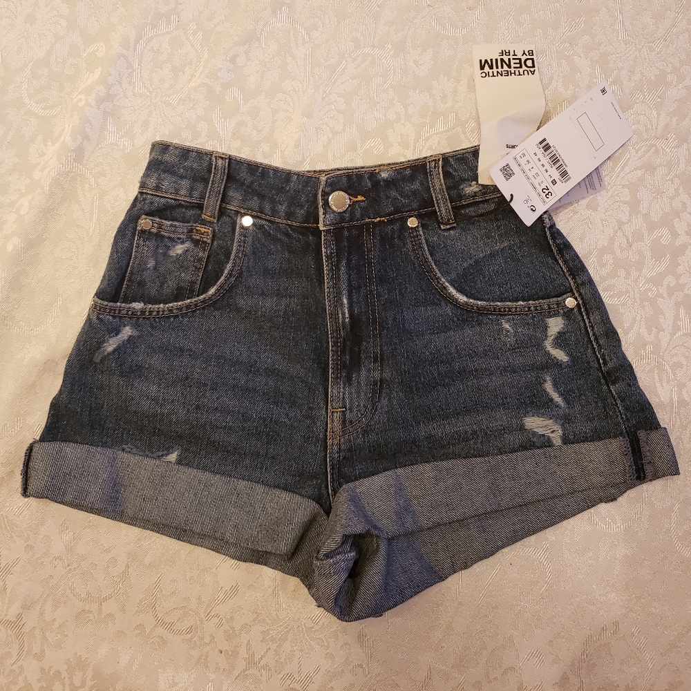Zara Trafaluc High Waist Distressed Denim Jeans